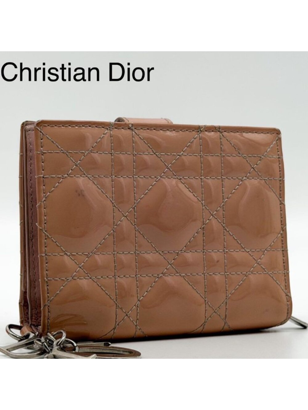 Dior Lady Dior Cannage Lotus Wallet Patent Pink